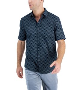 Alfani Men's Short-Sleeve Reebe Geometric-Print Shirt, Created For Macy's