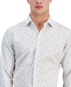 Bar III Men's Slim-Fit Star-Print Dress Shirt, Created For Macy's -macys shop 22038409 fpx