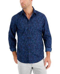 Alfani Men's Entour Leaf-Print Shirt, Created For Macy's