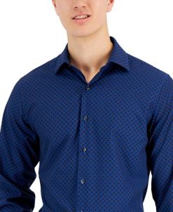 Alfani Men's Slim Fit 4-Way Stretch Medallion Print Dress Shirt, Created For Macy's -macys shop 22087701 fpx
