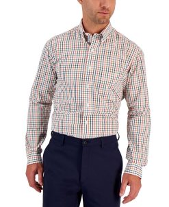 Club Room Men's Regular Fit Mulo Plaid Cotton Dress Shirt, Created For Macy's