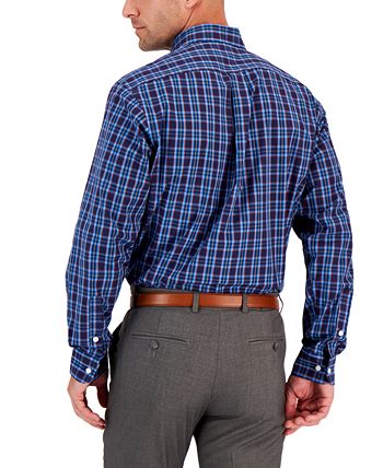 Men's Regular Fit Rojo Plaid Cotton Dress Shirt, Created For Macy's Club Room Men's Regular Fit Rojo Plaid Cotton Dress Shirt, Created For Macy's -macys shop