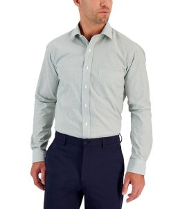 Club Room Men's Regular Fit Cotton Stripe Dress Shirt, Created For Macy's