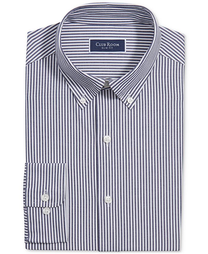 Men's Slim Fit 4-Way Stretch Stripe Dress Shirt, Created For Macy's Club Room Men's Slim Fit 4-Way Stretch Stripe Dress Shirt, Created For Macy's -macys shop