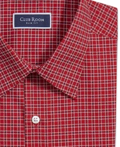 Club Room Men's Slim Fit Deco-Check Dress Shirt, Created For Macy's -macys shop 22157532 fpx