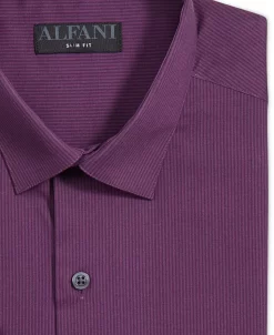 Alfani Men's Slim Fit Stripe Dress Shirt, Created For Macy's -macys shop 22157553 fpx