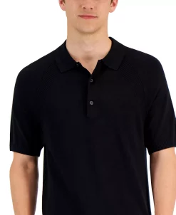 Alfani Men's Ribbed Raglan Sweater-Knit Polo Shirt, Created For Macy's -macys shop 22166948 fpx