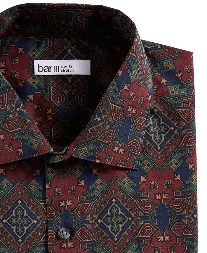 Men's Slim-Fit Performance Stretch Geo-Print Dress Shirt, Created For Macy's Bar III Men's Slim-Fit Performance Stretch Geo-Print Dress Shirt, Created For Macy's -macys shop