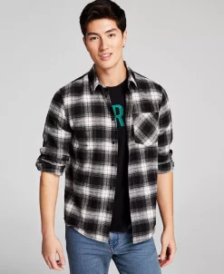 And Now This Men's Plaid Brushed Flannel Shirt -macys shop 22207508 fpx