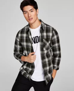 And Now This Men's Plaid Brushed Flannel Shirt -macys shop 22207970 fpx