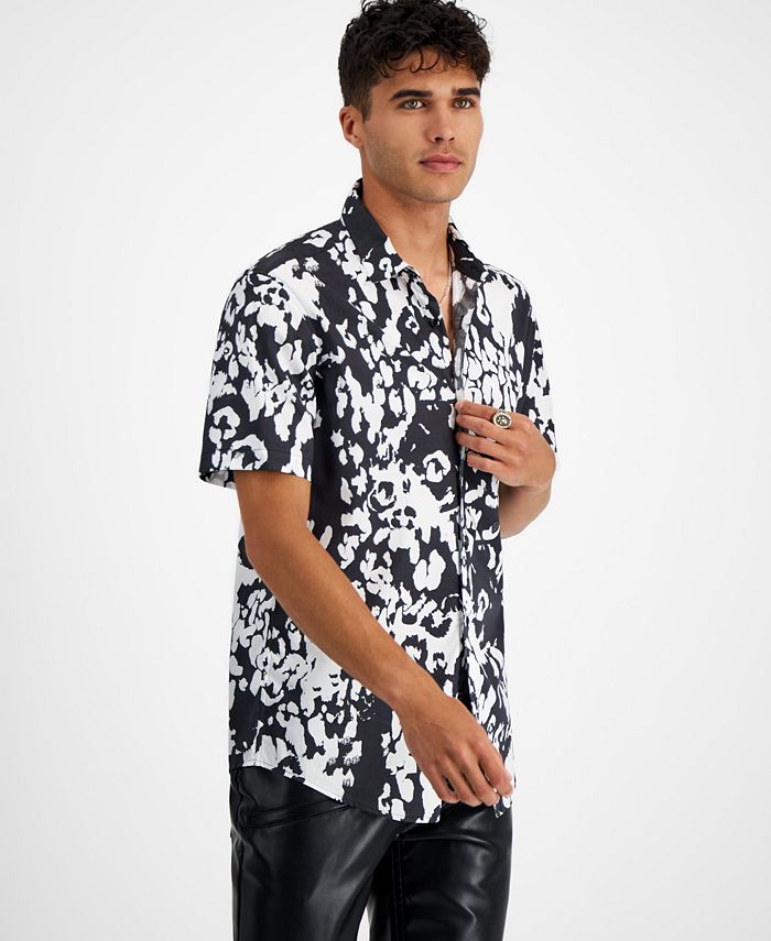 Men's Cheetah Short-Sleeve Button-Up Shirt, Created For Macy's INC International Concepts Men's Cheetah Short-Sleeve Button-Up Shirt, Created For Macy's -macys shop