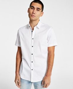 INC International Concepts Men's Tux Classic-Fit Solid Button-Down Shirt, Created For Macy's -macys shop 22225234 fpx