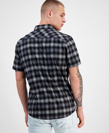 Men's Plaid Short-Sleeve Button-Up Shirt, Created For Macy's INC International Concepts Men's Plaid Short-Sleeve Button-Up Shirt, Created For Macy's -macys shop