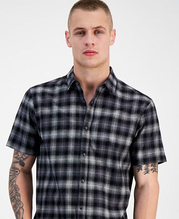 Men's Plaid Short-Sleeve Button-Up Shirt, Created For Macy's INC International Concepts Men's Plaid Short-Sleeve Button-Up Shirt, Created For Macy's -macys shop
