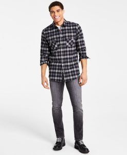 INC International Concepts Men's Nume Classic-Fit Plaid Button-Down Shirt, Created For Macy's