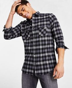 INC International Concepts Men's Nume Classic-Fit Plaid Button-Down Shirt, Created For Macy's -macys shop 22225391 fpx