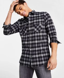 INC International Concepts Men's Nume Classic-Fit Plaid Button-Down Shirt, Created For Macy's -macys shop 22225391 fpx