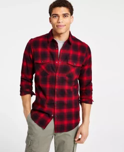 INC International Concepts Men's Nume Classic-Fit Plaid Button-Down Shirt, Created For Macy's -macys shop 22225397 fpx