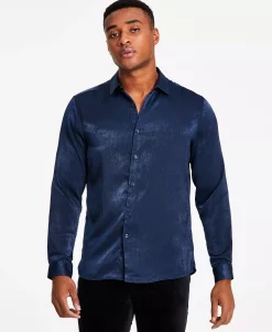 INC International Concepts Men's Regular-Fit Satin Shirt, Created For Macy's -macys shop 22225644 fpx