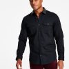 INC International Concepts Men's Classic-Fit Solid Button-Down Shirt With Faux-Leather Collar, Created For Macy's