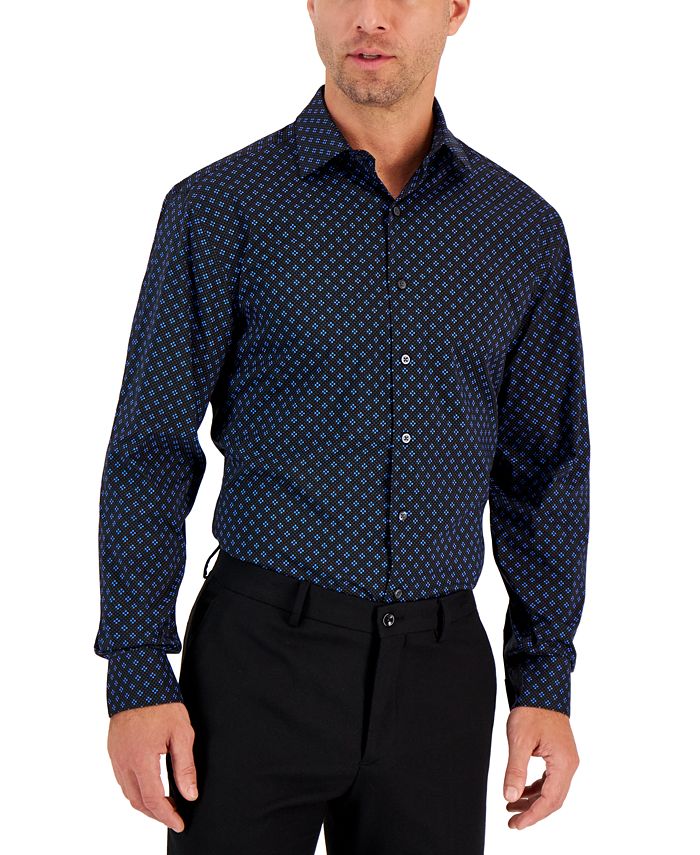 Men's Regular Fit 2-Way Stretch Stain Resistant Diamond Dot Print Dress Shirt, Created For Macy's Alfani Men's Regular Fit 2-Way Stretch Stain Resistant Diamond Dot Print Dress Shirt, Created For Macy's -macys shop