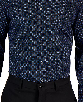 Men's Regular Fit 2-Way Stretch Stain Resistant Diamond Dot Print Dress Shirt, Created For Macy's Alfani Men's Regular Fit 2-Way Stretch Stain Resistant Diamond Dot Print Dress Shirt, Created For Macy's -macys shop