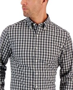 Club Room Men's Moral Slim-Fit Plaid Button-Down Performance Dress Shirt, Created For Macy's -macys shop 22241860 fpx