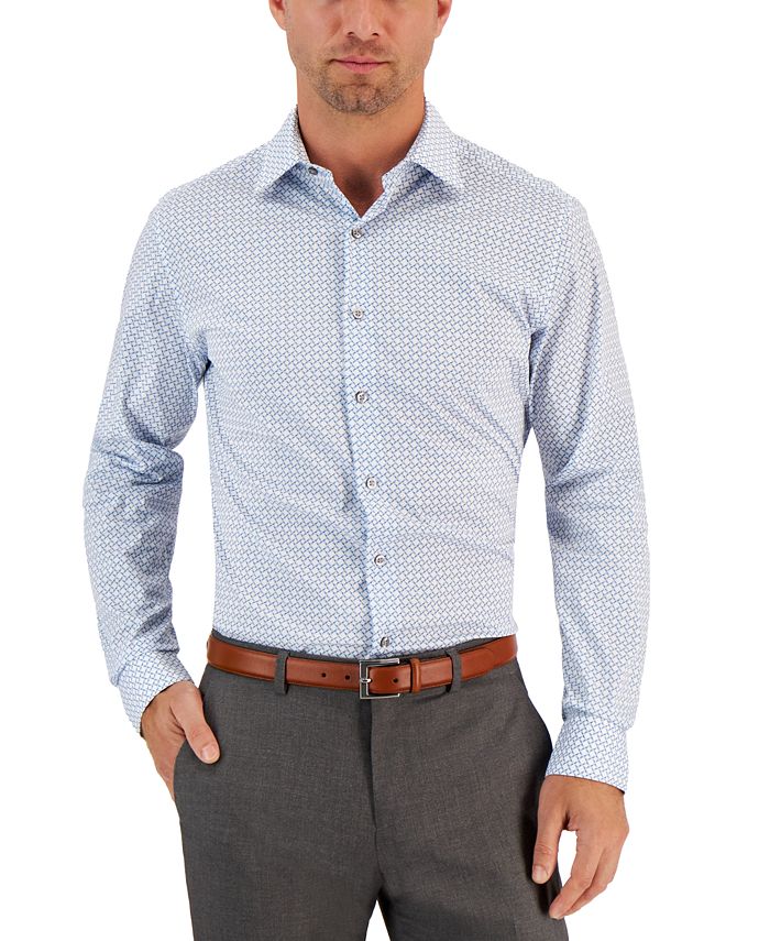 Men's Slim Fit 2-Way Stretch Stain Resistant Geometric Print Dress Shirt, Created For Macy's Alfani Men's Slim Fit 2-Way Stretch Stain Resistant Geometric Print Dress Shirt, Created For Macy's -macys shop