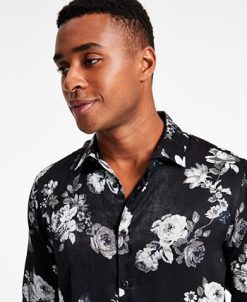 INC International Concepts Men's Floral Print Long-Sleeve Button-Up Shirt, Created For Macy's -macys shop 22250430 fpx