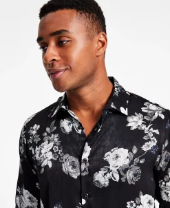 INC International Concepts Men's Floral Print Long-Sleeve Button-Up Shirt, Created For Macy's -macys shop 22250430 fpx