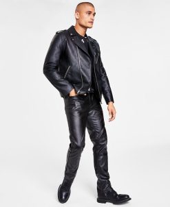 INC International Concepts .N.C. International Concepts® Men's Faux-Leather Biker Jacket, Floral T-Shirt & Skinny-Fit Faux-Leather Pants, Created For Macy's