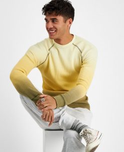 Sun + Stone Men's Dip Dyed Long-Sleeve Thermal Crewneck Shirt, Created For Macy's