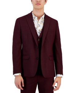 Bar III Men's Slim-Fit Burgundy Solid Suit Jacket, Created For Macy's