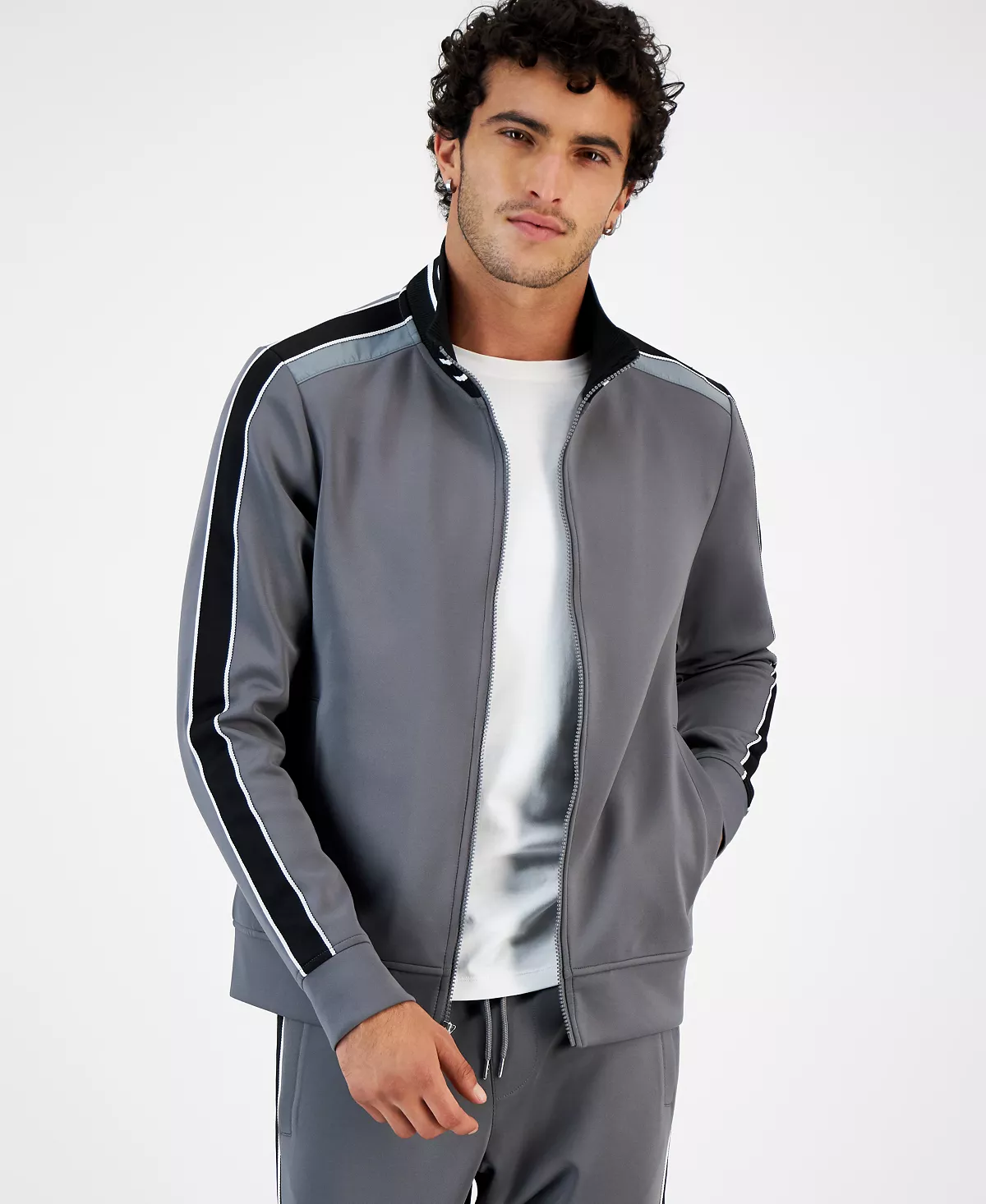 Men's Neoprene Track Jogger Jacket, Created For Macy's INC International Concepts Men's Neoprene Track Jogger Jacket, Created For Macy's -macys shop