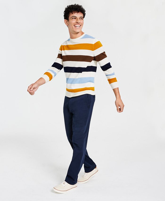 Men's Merino Stripe Sweater & Four Way Stretch Pants, Created For Macy's Club Room Men's Merino Stripe Sweater & Four Way Stretch Pants, Created For Macy's -macys shop