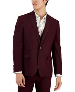Bar III Men's Slim-Fit Burgundy Solid Suit Jacket, Created For Macy's -macys shop 22371064 fpx