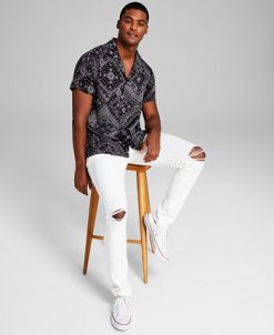 And Now This Men's Bandana Printed Short-Sleeve Button-Up Shirt -macys shop 22379834 fpx