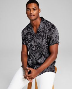 And Now This Men's Bandana Printed Short-Sleeve Button-Up Shirt