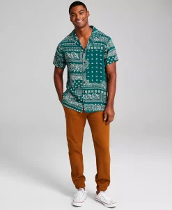 And Now This Men's Bandana Printed Short-Sleeve Button-Up Shirt -macys shop 22379842 fpx