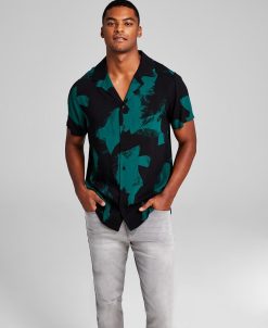 And Now This Men's Abstract Printed Short-Sleeve Button-Up Shirt