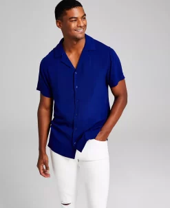 And Now This Men's Solid Short-Sleeve Button-Up Camp Shirt -macys shop 22394864 fpx