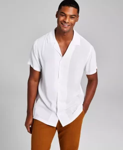 And Now This Men's Solid Short-Sleeve Button-Up Camp Shirt -macys shop 22394865 fpx