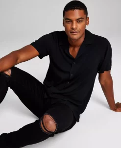 And Now This Men's Solid Short-Sleeve Button-Up Camp Shirt -macys shop 22394873 fpx