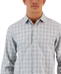 Alfani Men's Caro Classic-Fit Long-Sleeve Plaid Print Shirt, Created For Macy's -macys shop 22401258 fpx