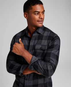 And Now This Men's Heavyweight Plaid Long-Sleeve Button-Up Shirt -macys shop 22409821 fpx