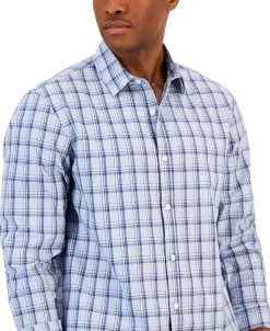 Alfani Men's Caro Classic-Fit Long-Sleeve Plaid Print Shirt, Created For Macy's -macys shop 22523898 fpx