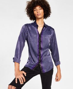 INC International Concepts Men's Ben Classic-Fit Geo-Print Button-Down Shirt, Created For Macy's