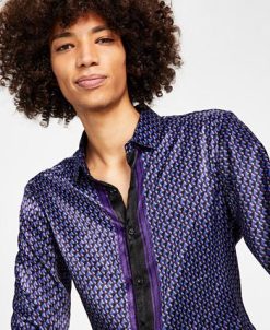 INC International Concepts Men's Ben Classic-Fit Geo-Print Button-Down Shirt, Created For Macy's -macys shop 22525426 fpx
