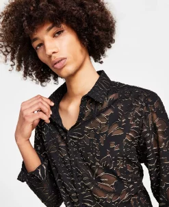 INC International Concepts Men's Stanton Long-Sleeve Floral Jacquard Shirt, Created For Macy's -macys shop 22525625 fpx