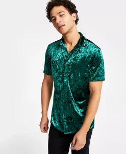 INC International Concepts Men's Classic-Fit Crushed Velvet Button-Down Shirt, Created For Macy's 4 INC International Concepts Men's Classic-Fit Crushed Velvet Button-Down Shirt, Created For Macy's -macys shop 22525660 fpx